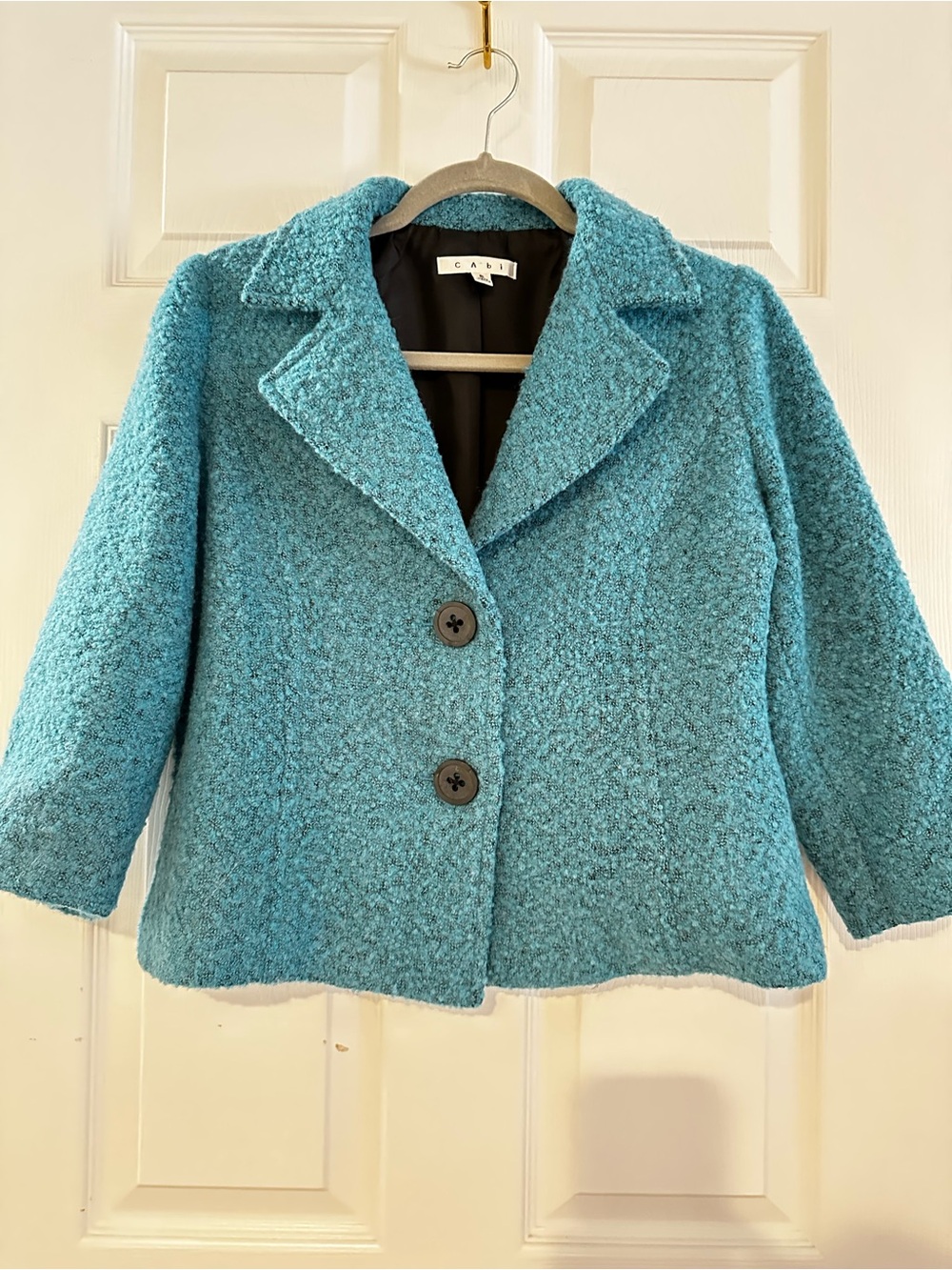 Cabi Bouclé Textured Jacket Coat Blue Teal Size 6 - Picture 3 of 5